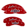 14252SBANRD Front/Rear Brake Caliper Covers Fits Chevy Suburban/Silverado 1500/Tahoe [Red w/Silver 100 Anniversary Chevrolet]
