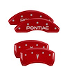 18025SPONRD Front Disc Brake Caliper Covers Fits Select Pontiac G6, Pontiac G5 [Red Finish w/ Silver Pontiac / Arrow Logo] - image 1