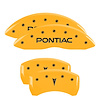 18028SPONYL Front Disc Brake Caliper Covers for 1998-2002 Pontiac Firebird [Yellow Finish w/ Black Pontiac / Arrow Logo] - image 1