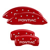 18029SPOPRD Front & Rear Disc Brake Caliper Covers for 2004-2006 Pontiac GTO [Red Finish w/ Silver Pontiac] - image 1