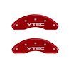 20143FVTCRD Front Disc Brake Caliper Covers Fits Select Honda Civic [Red Finish w/ Silver VTEC] - image 1