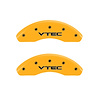 20209FVTCYL Front & Rear Disc Brake Caliper Covers for 1997-2000 Honda Civic [Yellow Finish w/ Black VTEC] - image 1