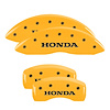 20213SHONYL Front & Rear Disc Brake Caliper Covers Fits Select Honda Ridgeline, Honda Pilot [Yellow Finish w/ Black Honda] - image 1