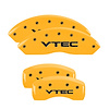 20216SVTCYL Front & Rear Disc Brake Caliper Covers Fits Select Honda Pilot [Yellow Finish w/ Black VTEC] - image 1