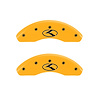 21190FCRKYL Front Disc Brake Caliper Covers for 2018 Kia Rio [Yellow Finish w/ Black Kia Logo (Circle K)] - image 1