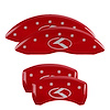 21191SCRKRD Front & Rear Disc Brake Caliper Covers Fits Select Kia Optima/Kia Stinger [Red w/Silver Kia Logo (Circle K)] - image 1