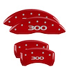 32016S300RD Front & Rear Disc Brake Caliper Covers Fits Select Chrysler 300 [Red Finish w/ Silver 300 (Pre-2017)]