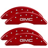34003SGMCRD Front & Rear Disc Brake Caliper Covers Fits Select GMC Sierra 2500 HD, GMC Sierra 3500 HD [Red Finish w/ Silver GMC] - image 1