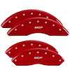 34210SMGPRD Front & Rear Disc Brake Caliper Covers Fits Select GMC Savana 2500, GMC Savana 3500 [Red Finish w/ Silver MGP] - image 1