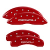 34217SDNLRD Front & Rear Disc Brake Caliper Covers Fits Select GMC Sierra 1500 [Red Finish w/ Silver Denali]