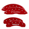 35003SSRXRD Front Disc Brake Caliper Covers for 2010-2011 Cadillac SRX [Red Finish w/ Silver Cadillac / SRX] - image 1