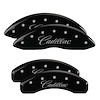 35004SCADBK Front & Rear Disc Brake Caliper Covers for 2012-2016 Cadillac SRX [Black Finish w/ Silver Cadillac (Cursive)] - image 1