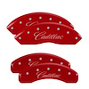 35005SCADRD Front & Rear Disc Brake Caliper Covers Fits Select Cadillac DTS [Red Finish w/ Silver Cadillac (Cursive)] - image 1
