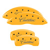 35007SCADYL Front & Rear Disc Brake Caliper Covers Fits Select Cadillac ATS [Yellow Finish w/ Black Cadillac (Cursive)] - image 1