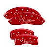 35010SCADRD Front/Rear Disc Brake Caliper Covers Fits Cadillac STS/Cadillac CTS/Cadillac XLR [Red w/Silver Cadillac (Cursive)] - image 1