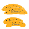 35011SCADYL Front & Rear Disc Brake Caliper Covers Fits Select Cadillac CTS [Yellow Finish w/ Black Cadillac (Cursive)] - image 1