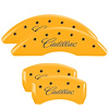 35026SCADYL Front & Rear Disc Brake Caliper Covers for 2016-2017 Cadillac CT6 [Yellow Finish w/ Black Cadillac (Cursive)] - image 1