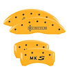 36019SLCSYL Front Disc Brake Caliper Covers for 2013-2016 Lincoln MKS [Yellow Finish w/ Black Lincoln / MKS] - image 1