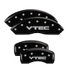 39001SVTCBK Front & Rear Disc Brake Caliper Covers for 2009-2014 Acura TL [Black Finish w/ Silver VTEC] - image 1
