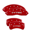 39014SIVTRD Front & Rear Disc Brake Caliper Covers for 2014-2017 Acura RLX, 2016-2017 Acura RLX [Red Finish w/ Silver i-Vtec] - image 1