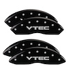 39015SVTCBK Front & Rear Disc Brake Caliper Covers for 1999-2004 Acura RL [Black Finish w/ Silver VTEC] - image 1