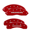 42007SWRGRD Front & Rear Disc Brake Caliper Covers Fits Select Jeep Liberty, Jeep Wrangler [Red Finish w/ Silver WRANGLER] - image 1