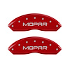 42009FMOPRD Front Disc Brake Caliper Covers Fits Select Jeep Wrangler [Red Finish w/ Silver MOPAR] - image 1
