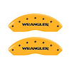 42009FWRGYL Front & Rear Disc Brake Caliper Covers Fits Select Jeep Wrangler [Yellow Finish w/ Black WRANGLER] - image 1