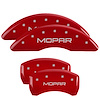 42012SMOPRD Front & Rear Disc Brake Caliper Covers Fits Select Jeep Cherokee [Red Finish w/ Silver MOPAR] - image 1