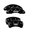42013SJPLBK Front Disc Brake Caliper Covers Fits Select Jeep Cherokee [Black Finish w/ Silver JEEP / JEEP Grill Logo] - image 1