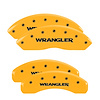 42014SWRGYL Front & Rear Disc Brake Caliper Covers Fits Select Jeep Wrangler [Yellow Finish w/ Black WRANGLER] - image 1