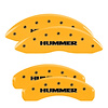 52002SHUMYL Front & Rear Disc Brake Caliper Covers Fits Select Hummer H2 [Yellow Finish w/ Black Hummer] - image 1