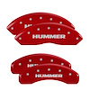 52003SHUMRD Front & Rear Disc Brake Caliper Covers Fits Select Hummer H3, Hummer H3T [Red Finish w/ Silver Hummer] - image 1