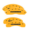 52003SHUMYL Front & Rear Disc Brake Caliper Covers Fits Select Hummer H3, Hummer H3T [Yellow Finish w/ Black Hummer] - image 1