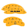 55001SRMHYL Front Disc Brake Caliper Covers Fits Select Ram 1500, Ram 1500 Classic [Yellow Finish w/ Black RAM / RAMHEAD] - image 1