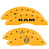 55002SRMHYL Front Disc Brake Caliper Covers Fits Select Ram 2500, Ram 3500 [Yellow Finish w/ Black RAM / RAMHEAD] - image 1