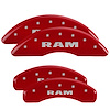 55006SRAMRD Front & Rear Disc Brake Caliper Covers Fits Select Ram 1500 [Red Finish w/ Silver RAM] - image 1