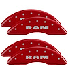 55007SRAMRD Front & Rear Disc Brake Caliper Covers Fits Select Ram 2500, Ram 3500 [Red Finish w/ Silver RAM] - image 1