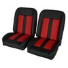 RM-UB1211 Low Back Bucket Sport Mod II Seat Set Black Vinyl Narrow Red/Black Insert Black Thread - image 2