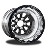 CSA553P2E-02B Exile Black Double-Beadlock Rear Wheel [Size: 15" x 8"] Black Anodized w/ Polished Barrel - image 1