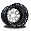 CSF856B1E-02P Exile Polished Single-Beadlock Rear Wheel [Size: 15" x 12"] Polished w/ Black Barrel - image 1