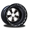 CSC653B1E-10E Retro Eclipse Single-Beadlock Rear Wheel [Size: 15" x 9"] Black Anodized w/ Machined Accents & Black Barrel - image 1