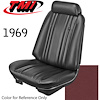 43-82209-3597 RED - CHEVELLE 1969 COUPE OR CONVERTIBLE STANDARD FRONT BUCKET SEAT UPHOLSTERY 1 PAIR - image 1