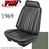 43-82209-3603 LIGHT GREEN - CHEVELLE 1969 COUPE OR CONVERTIBLE STANDARD FRONT BUCKET SEAT UPHOLSTERY 1 PAIR - image 1