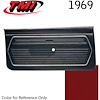 10-80209-3597 RED - 1969 CAMARO STANDARD DOOR PANELS BASIC SILVER SERIES - image 1