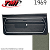 10-80209-3603 MEDIUM GREEN - 1969 CAMARO STANDARD DOOR PANELS BASIC SILVER SERIES - image 1