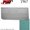 10-80307-3046 TURQUOISE METALLIC - 1967 CAMARO STANDARD DOOR PANELS OE GOLD SERIES W/ORIGINAL STYLE BEVELED PLEATS - image 1