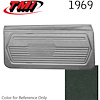 10-80309-3606 DARK GREEN - 1969 CAMARO STANDARD DOOR PANELS OE GOLD SERIES W/ORIGINAL STYLE BEVELED PLEATS - image 1