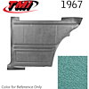 10-8037-3046 TURQUOISE METALLIC - 1967 CAMARO COUPE STANDARD REAR QUARTER TRIM PANELS OE GOLD SERIES - image 1