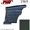 10-8049-3606 DARK GREEN - 1969 CAMARO COUPE STANDARD REAR QUARTER TRIM PANELS OE CONCOURS SERIES - image 1